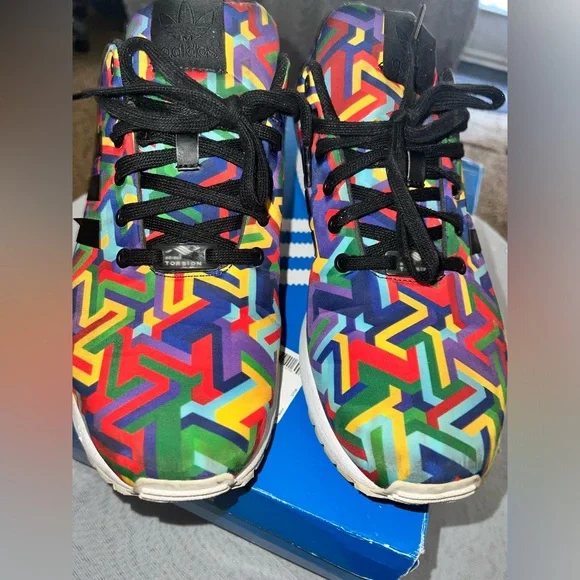 Adidas ZX Flux Torsion sneakers in a multi-color "Art Mosaic Rainbow" print - Picture 7 of 16